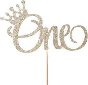 1st Birthday Cake Topper Decoration - Crown Party Theme Cake Topper - Smash Cake Decor，Photo Booth Props - First Birthday Decor for Baby - One Year Old Crown Cake Inserted Flag
