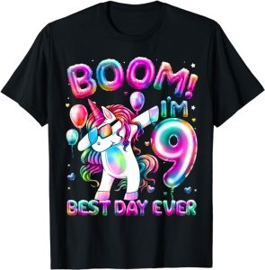 Birthday Girl Party T-Shirt for 9 Year old girls
