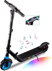 LEFELWEL Electric Scooter for Kids Ages 6-12, Colorful Rainbow Lights, Bluetooth Music Speaker