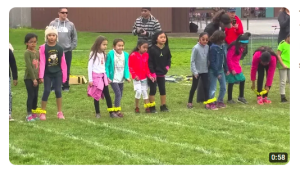 Three-legged Race Games During Girls Birthday Party: