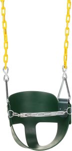 Eastern Jungle Gym Heavy-Duty High Back Half Bucket Toddler Swing Seat with Coated Swing Chains and Safety Strap