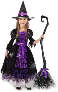 Spooktacular Creations Fairytale Witch Cute Witch Costume Deluxe Set with Broom for Girls