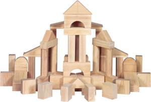 Melissa & Doug Standard Unit Solid-Wood Building Blocks With Wooden Storage Tray