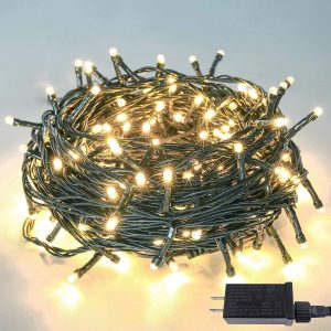 Upgraded 82FT 200 LED Christmas String Lights Outdoor/Indoor, Timer & Memory Function & 8 Modes, Extendable Green Wire, Waterproof Fairy String Lights for Xmas Tree Holiday Party Garden