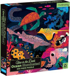 Mudpuppy Ocean Illuminated 500 Piece Glow in the Dark Jigsaw Puzzle for Kids and Families, Family Puzzle with Glow in the Dark Ocean Theme