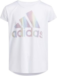 adidas Girls' Short Sleeve Rainbow Scoop Neck Tee T-Shirt