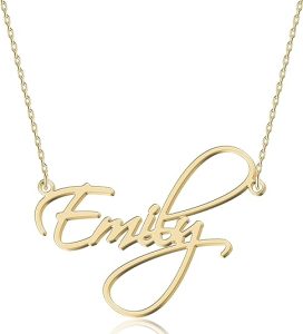 UMAGICBOX Personalized Name Necklace with 14 Font Styles - Customizable Gold & Silver Pendant - Ideal Gift for Women and Girls