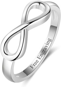 Lam Hub Fong Infinity BFF Rings for Best Friends Personalized Sterling Silver Name Rings for Women Matching Friendship Pinky Rings Promise Name Rings for Women Girlfriend Birthday Gifts