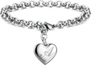 Monily Initial Charm Bracelets for Girls Letters Alphabet Heart Bracelet Jewelry Gifts for Teen Girl