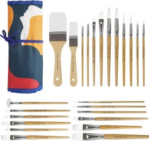 
CONDA Paint Brushes Set of 24 Different Shapes Artist Brushes Professional Painting Brushes for Oil, Acrylic Canvas and Watercolor Painting (Color)