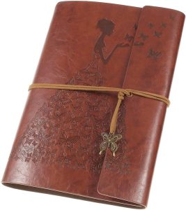 
MaleDen Leather Journal, Vintage Spiral Bound Notebook Sketchbook Refillable Travel Diary with Blank Pages for Women Girls Gifts (A5, Red Brown)