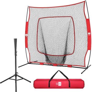 
VIVOHOME 7 x 7 Feet Baseball Backstop Softball Practice Net with Strike Zone Target and Carry Bag for Batting Hitting and Pitching