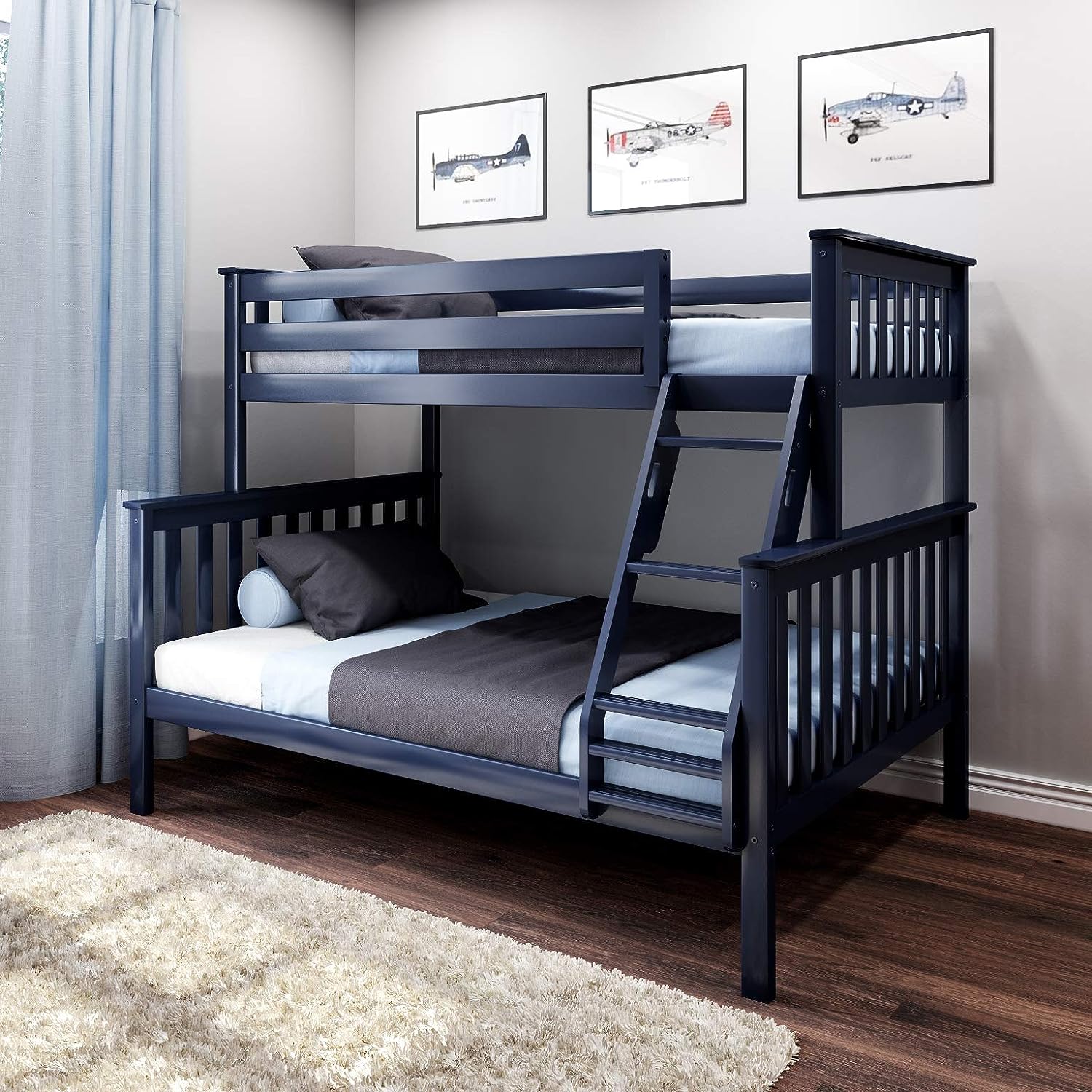 Max & Lily Bunk Twin Bed Over Full Size with Ladder