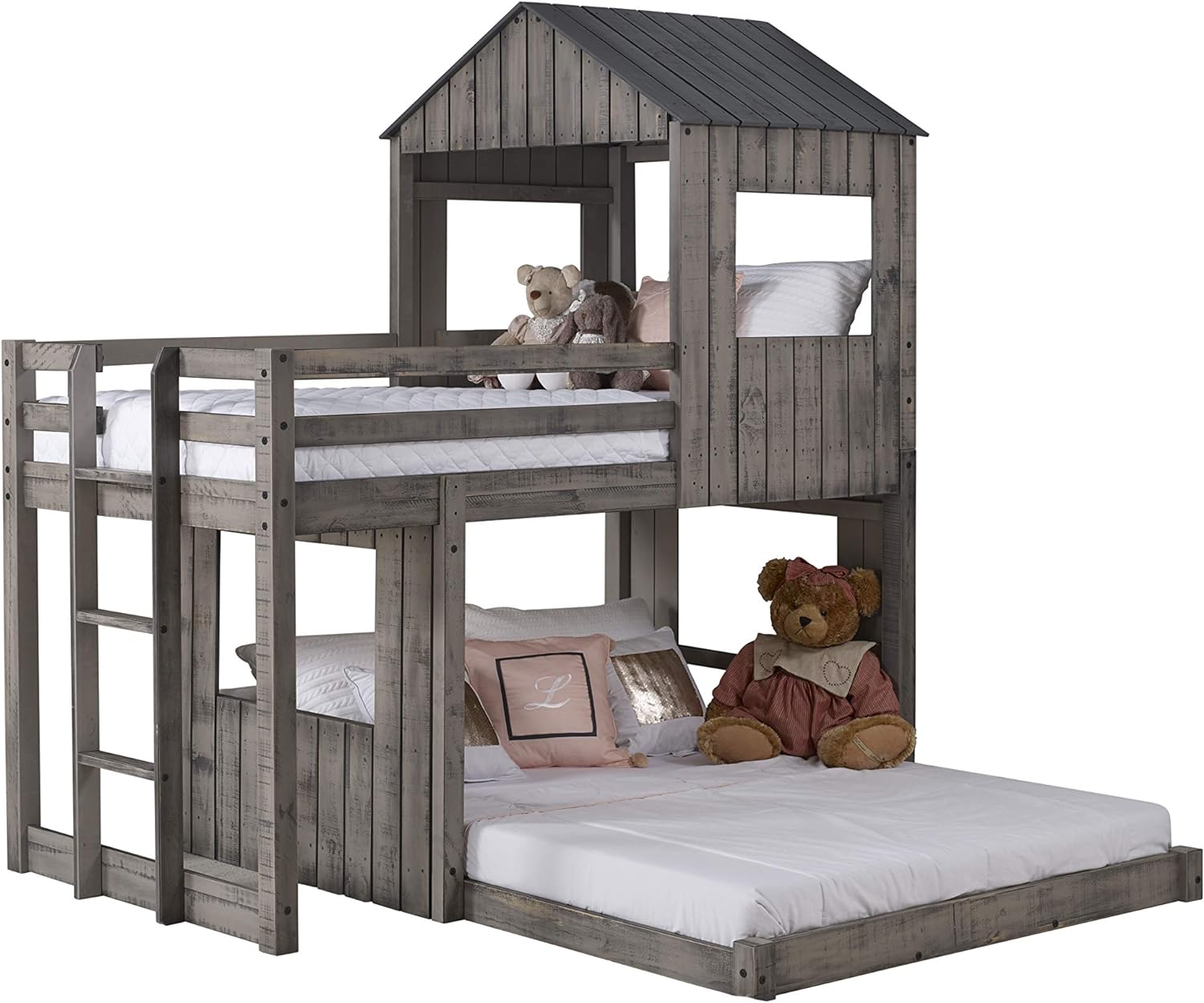 DONCO Kids Campsite Cabin Twin Over Full Loft Bed 