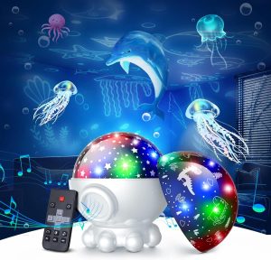 Night Light Projector,Night Light for Kids Room with Remote and Timer,360° Rotation,3 Projection Films,17 Light Modes,9 Lullaby Songs,Kids Night Light