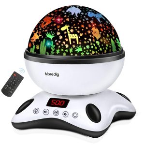 Moredig Baby Night Light Projector, Kids Night Light with Remote and Timer, 360 Degree Rotating - 8 Color Changing 12 Songs Night Light for Kids 
