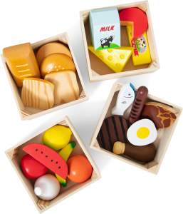 Melissa & Doug Food Groups - 21 Wooden Pieces and 4 Crates - Crates and Kids