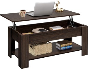 Yaheetech Lift Top Coffee Table with Hidden Compartment and Storage Shelf