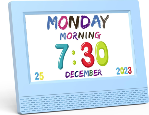 Kids Digital Alarm Clock Colorful, 7" Large LED Time Display Children's Sleep Trainer, Eye-Caring Digital Clock for Girls Boys Bedrooms Bedside, 17 Alarm Clock Settings Easy to Use Kids Birthday Gift