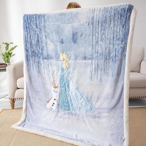 
COSUSKET Kids Frozen Throw Blanket, 3D Cartoon Embroidery Sherpa Olaf Blanket Girls Gifts