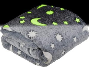 Soft Throw Blanket Gifts for Boys and Kids Ages 4-14 and for Grandkids - [Gray] Glow in The Dark 50 x 60 Inches Fun, Cozy Fleece Throw Blankets