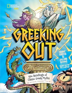 From the creators of National Geographic Kids’ wildly successful Greeking Out podcast, this New York Times best-selling tie-in book delivers a clever tongue-in-cheek retelling of 20 classic Greek myths.
