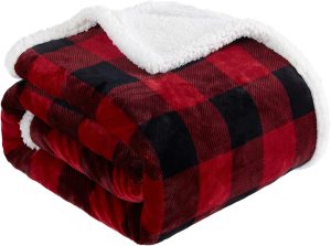 Touchat Sherpa Red and Black Buffalo Plaid Christmas Throw Blanket, Fuzzy Fluffy Soft Cozy Blanket, Fleece Flannel Plush Microfiber Blanket for Couch Bed...