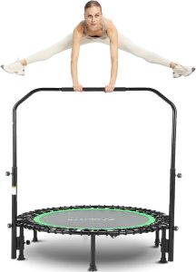 ANCHEER 40" Foldable Mini Trampoline Max Load 450lbs, Fitness Trampoline with Bungees, Adjustable Foam Handle, Indoor Exercise Trampoline for Adults